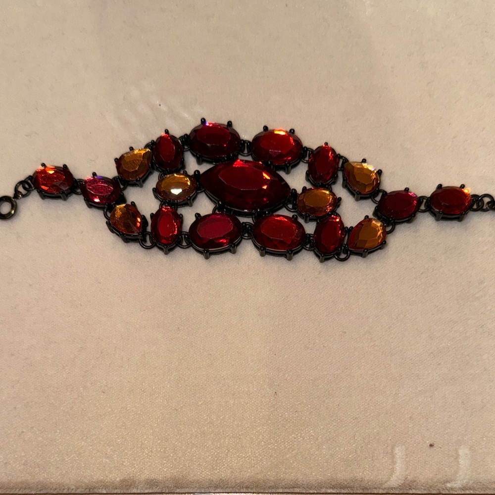 Elegant Red and Orange Gemstone Bracelet